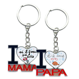 Portachiavi In Metallo Sagomato “I Love Mama” – “I Love Papà” Personalizzabile Idea Regalo PS 12710