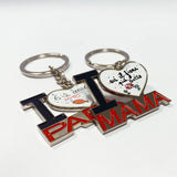 Portachiavi In Metallo Sagomato “I Love Mama” – “I Love Papà” Personalizzabile Idea Regalo PS 12710