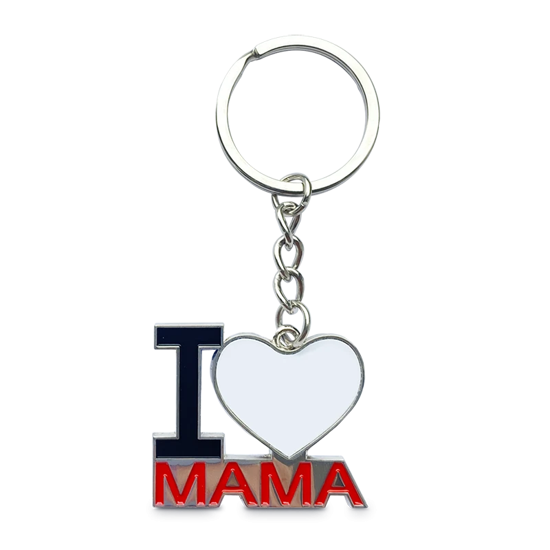 Portachiavi In Metallo Sagomato “I Love Mama” – “I Love Papà” Personalizzabile Idea Regalo PS 12710