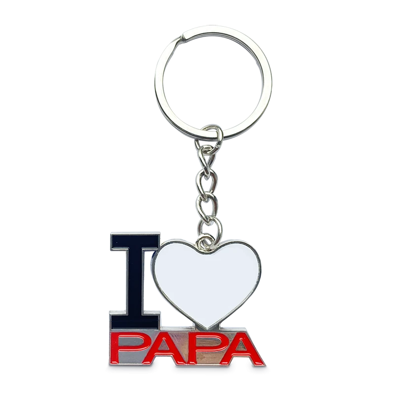 Portachiavi In Metallo Sagomato “I Love Mama” – “I Love Papà” Personalizzabile Idea Regalo PS 12710