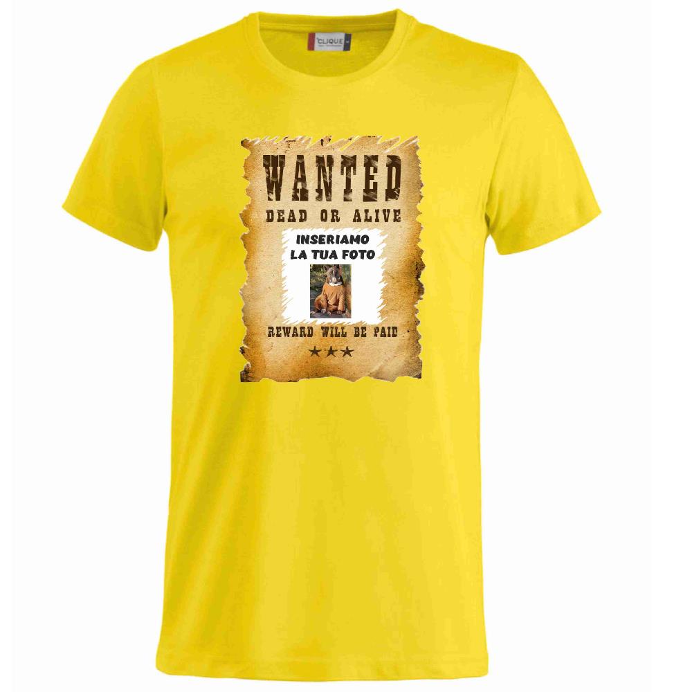 T-Shirt “Wanted Dead or Alive” Personalizzata con la Tua Foto – Mod. PS 27431-A061 - PRS