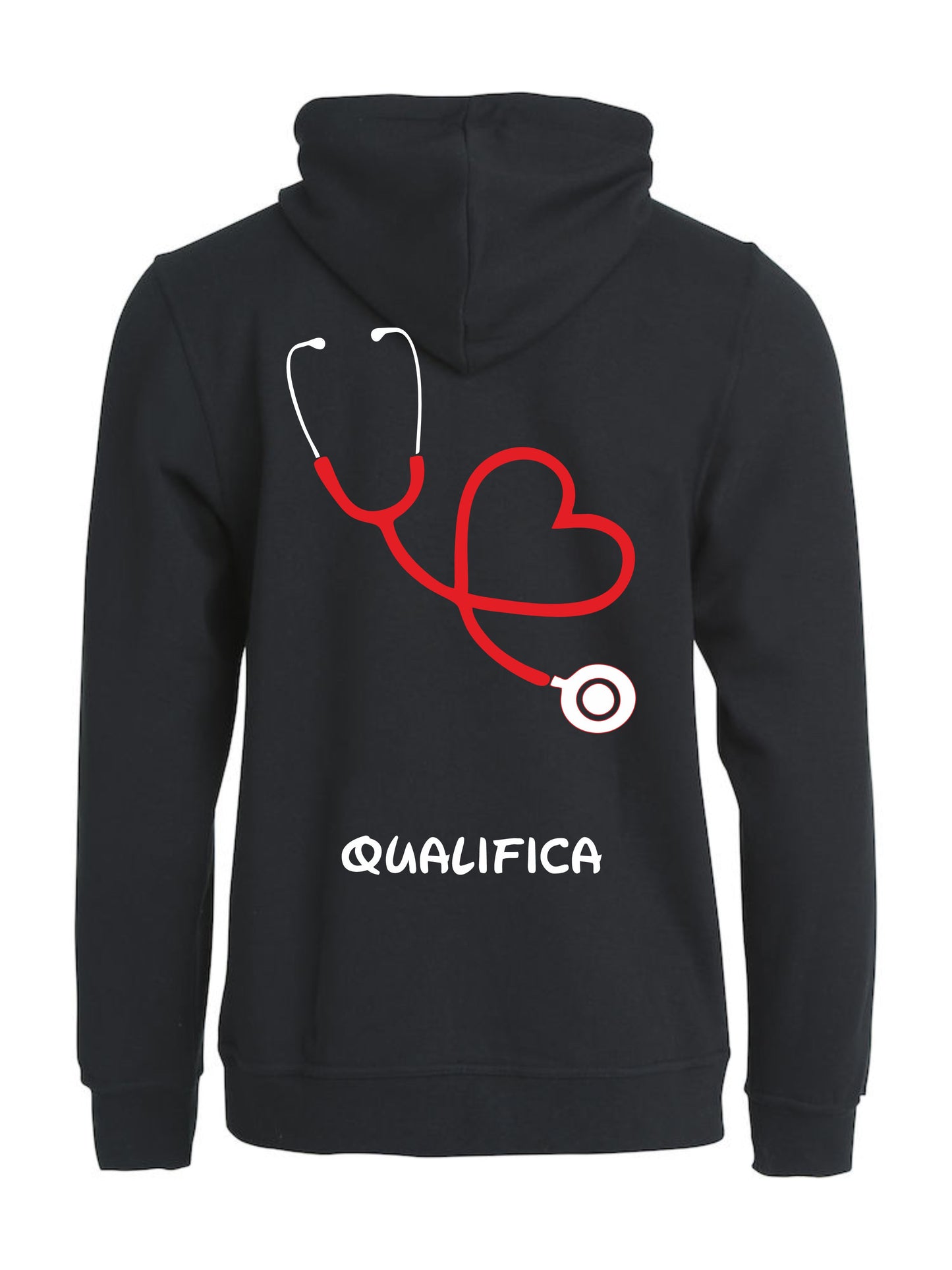 Felpa Infermiere Stetoscopio Cuore – Felpa Uomo con Cappuccio Full Zip Personalizzabile PS 02202-001