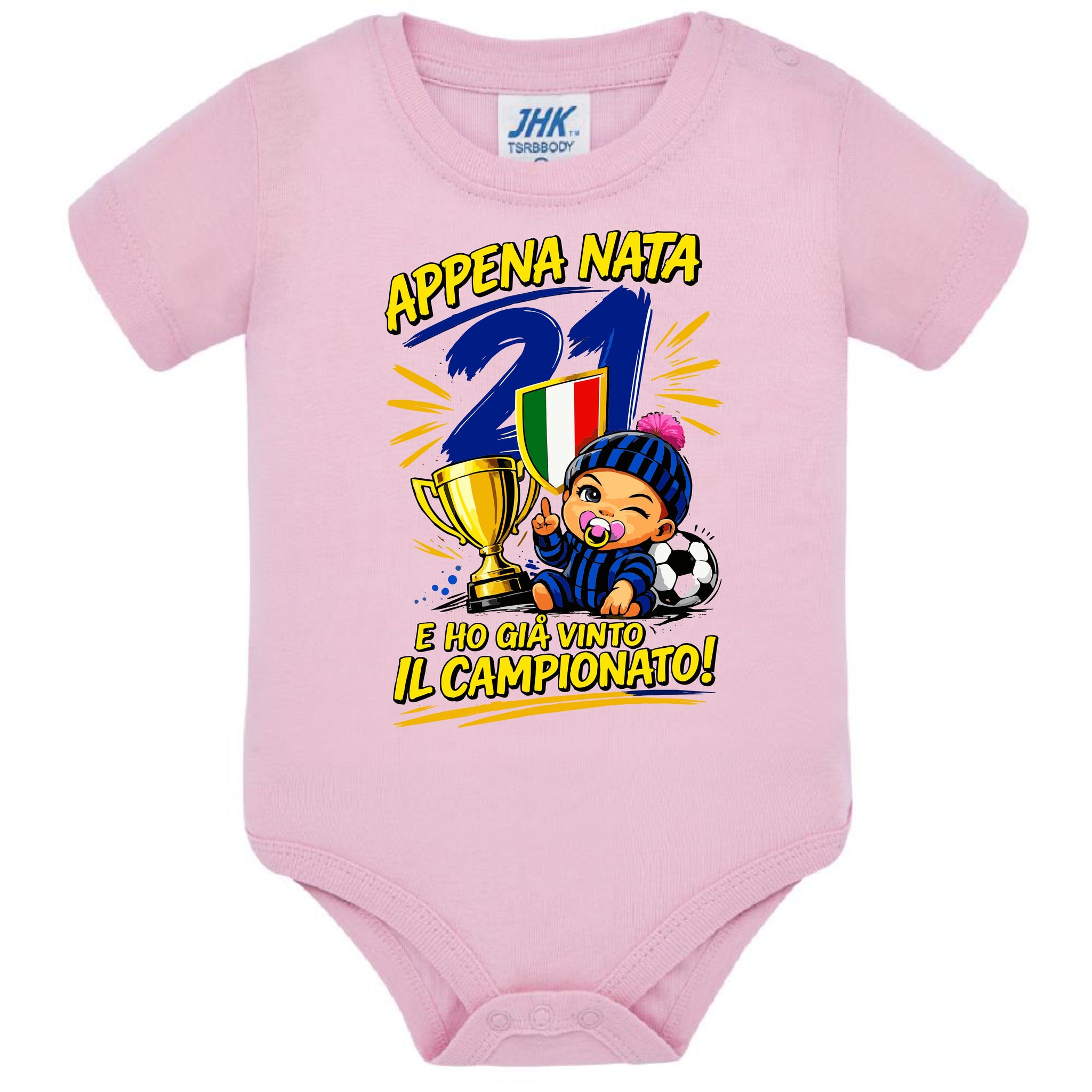 Body Scudetto Calcio Appena Nata e' Ho Gia Vinto Il Campionato NeroAzzurri Campioni D'Italia 2025/2026 21 Scudetti PS 28180-INT-11