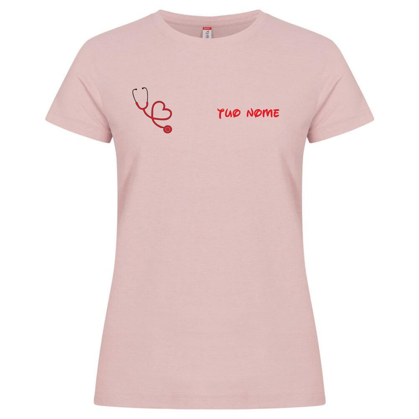 T-Shirt Lavoro Infermiera / Dottoressa / OSS con Stetoscopio a Cuore – PS 28870-026