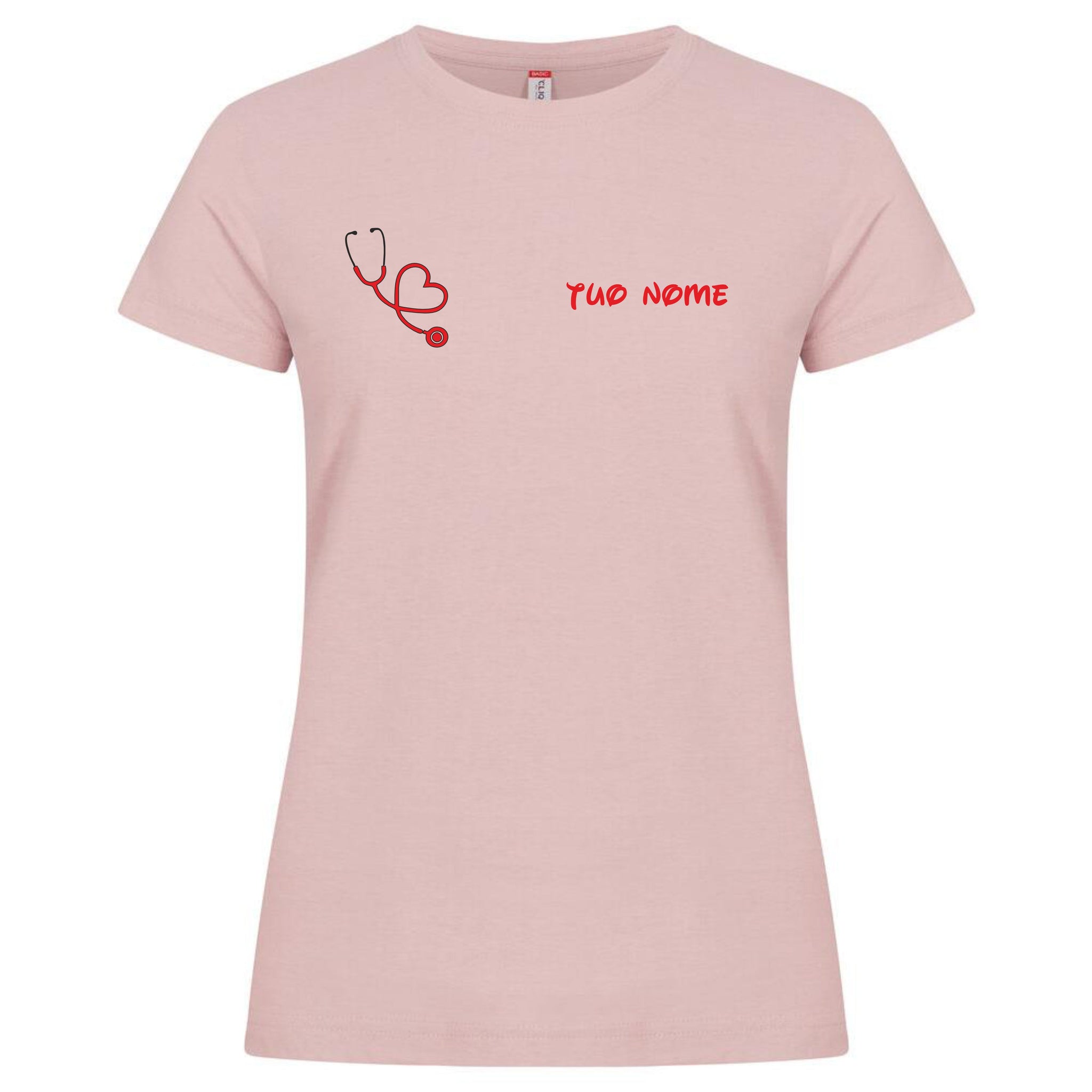T-Shirt Lavoro Infermiera / Dottoressa / OSS con Stetoscopio a Cuore – PS 28870-026