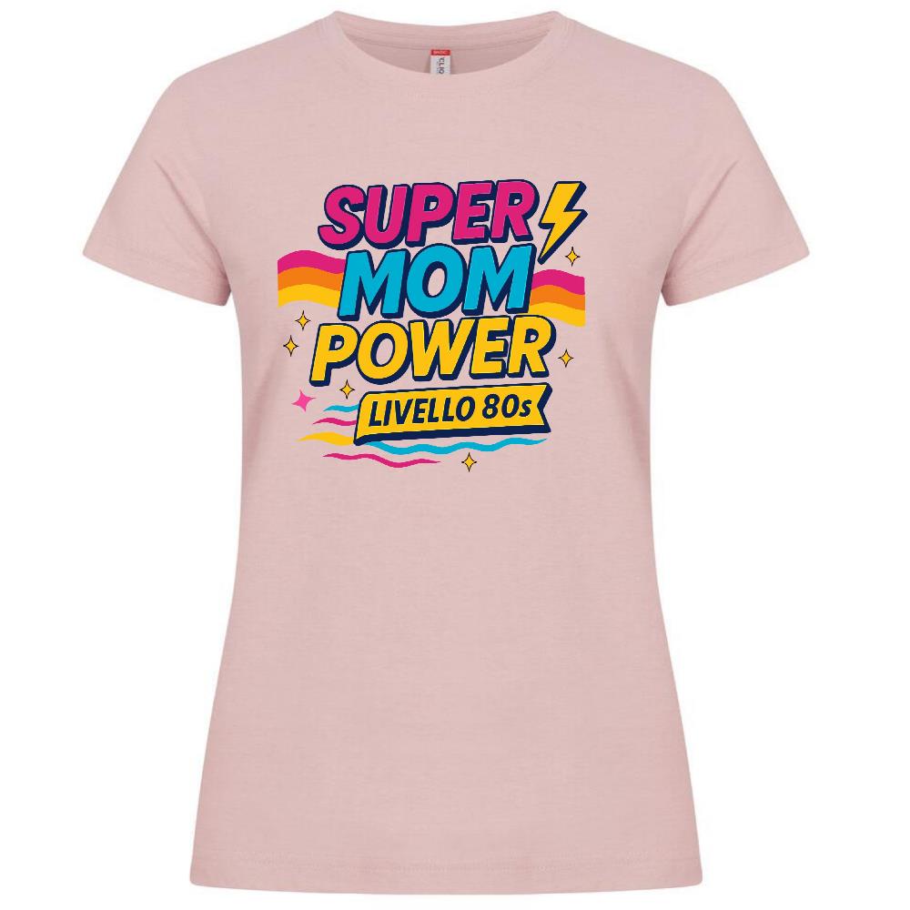 T-Shirt Donna Super Mom Power Anni 80– Idea Regalo Festa della Mamma – PS 28870-027