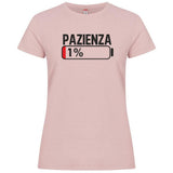 T-Shirt Donna “Pazienza 1%” – Maglietta Simpatica Manica Corta – PS 28870-A001