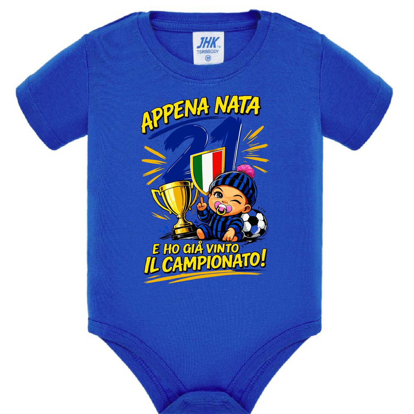 Body Scudetto Calcio Appena Nata e' Ho Gia Vinto Il Campionato NeroAzzurri Campioni D'Italia 2025/2026 21 Scudetti PS 28180-INT-11