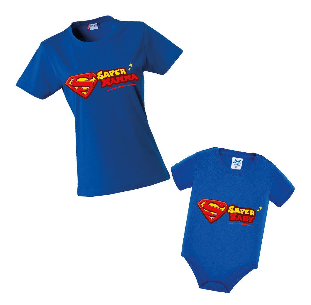 Tshirt e Body/Magliettina "Super mamma/Super baby"  – Festa della mamma – PS 28870-032 / 28180-143