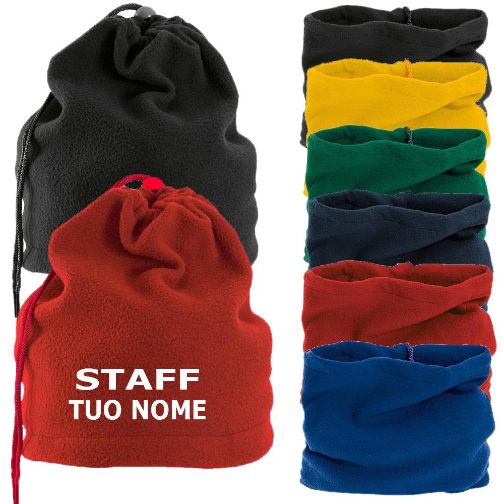 Fascia ScaldaCollo In Polar Trasformabile In Cappello Con Cordino Personalizzata Con Ricamo PS 40311