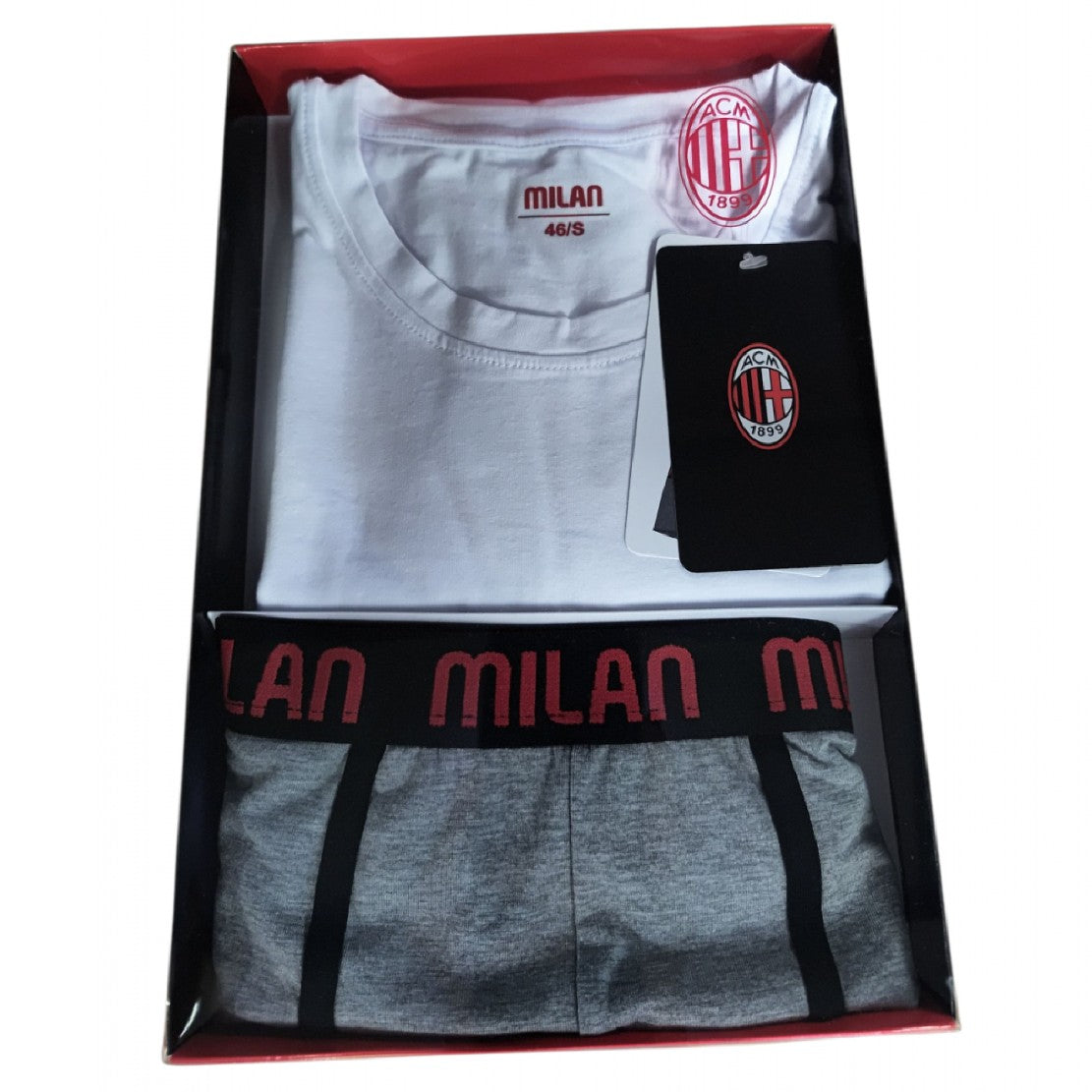 Set Intimo Milan Corto Cotone & Elastan – Maglia + Boxer Ufficiale AC MILAN  – PS 10307