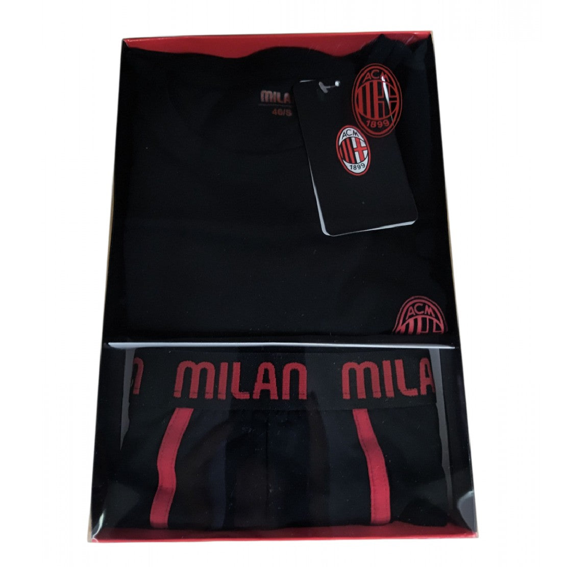 Set Intimo Milan Corto Cotone & Elastan – Maglia + Boxer Ufficiale AC MILAN  – PS 10307