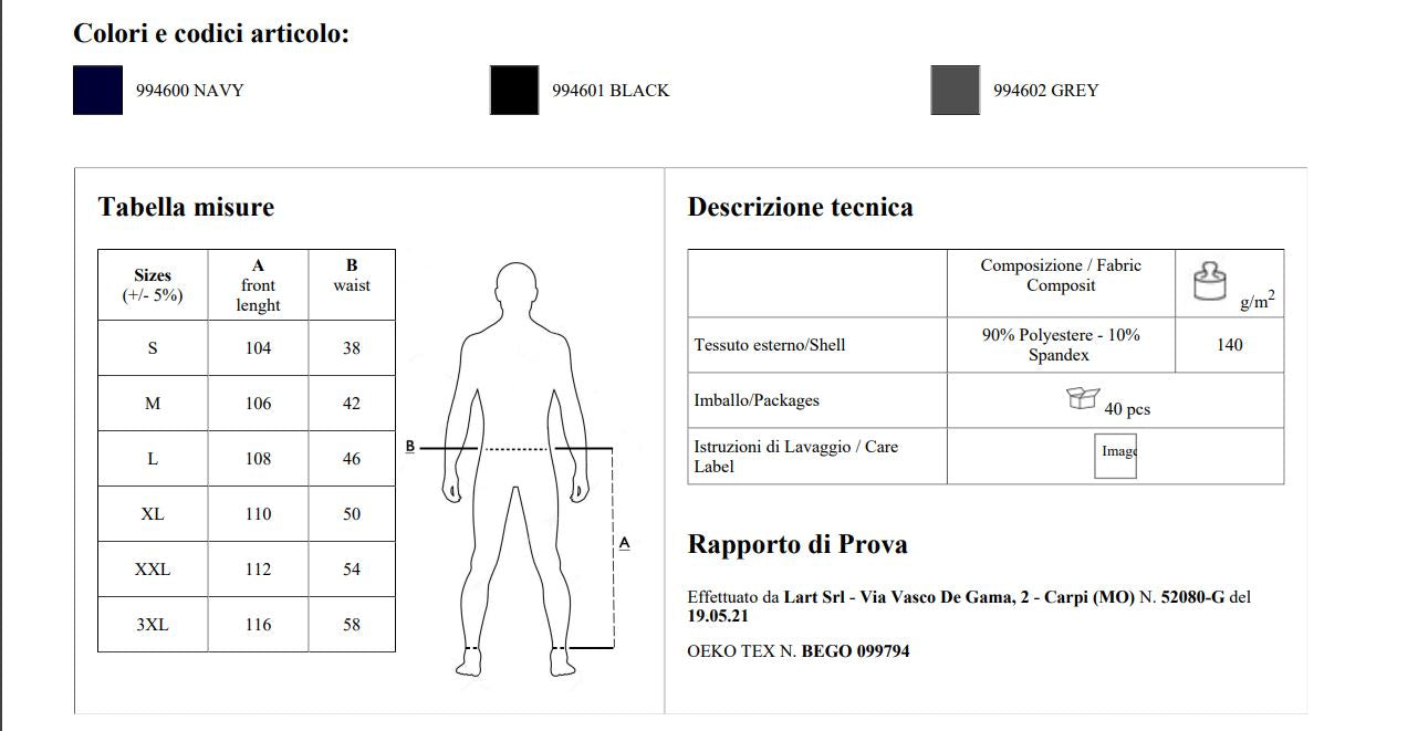 Pantalone da Lavoro Impermeabile Tonale Light – Personalizzabile con Stampe e Loghi PS 40489 PRS
