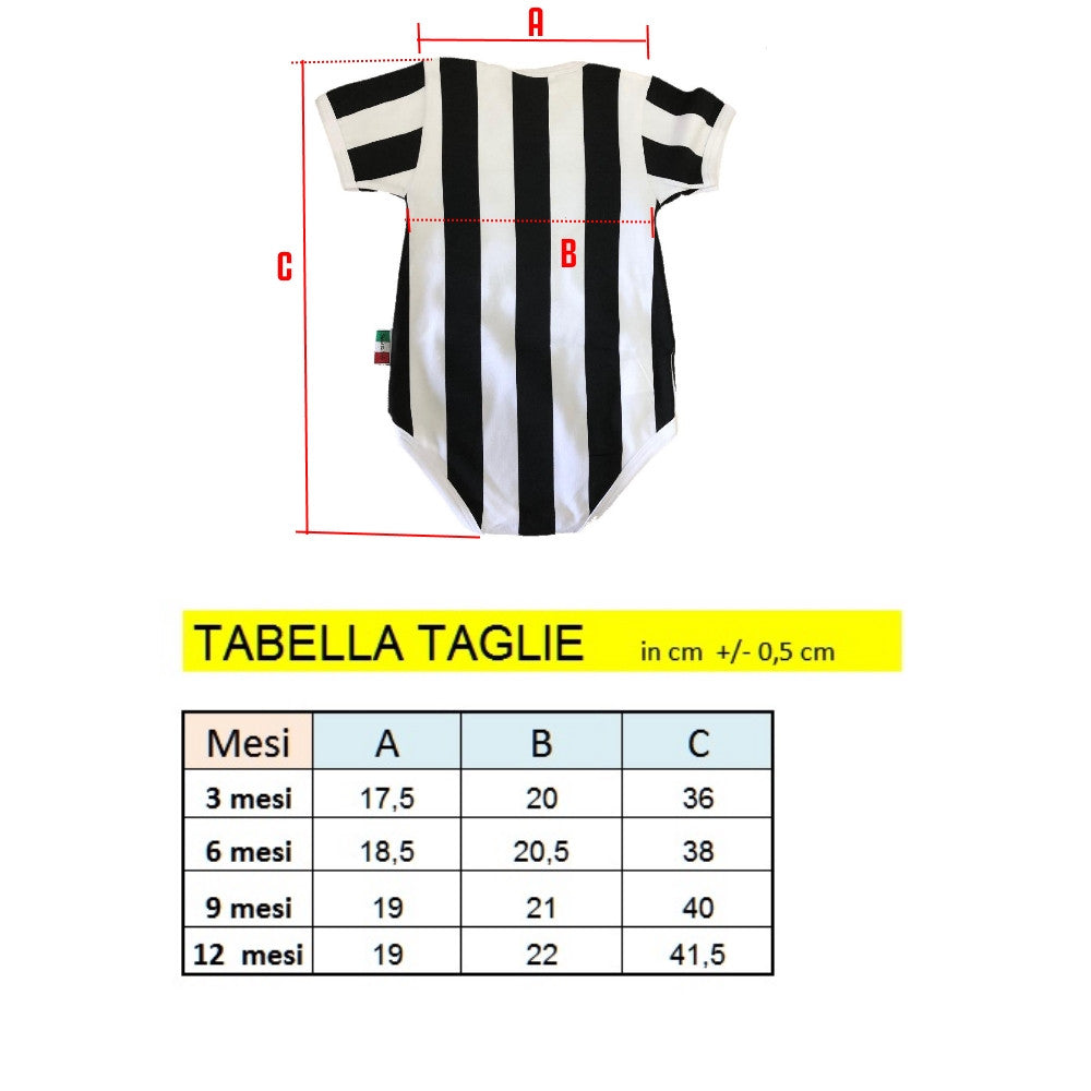 Body Neonato Bianco Nero  – Personalizzabile Con Nome e Numero PS 32764