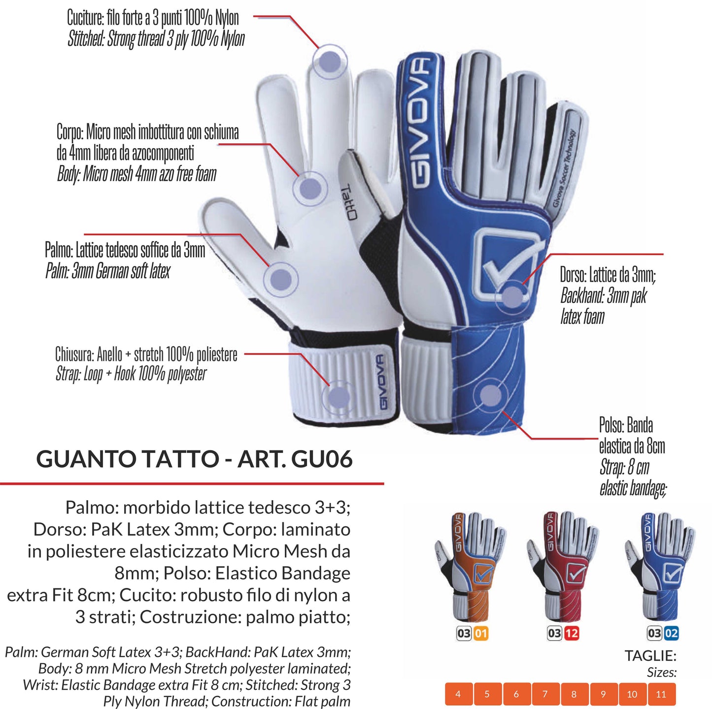 Guanti da Portiere Tatto Givova PS 30884-BS