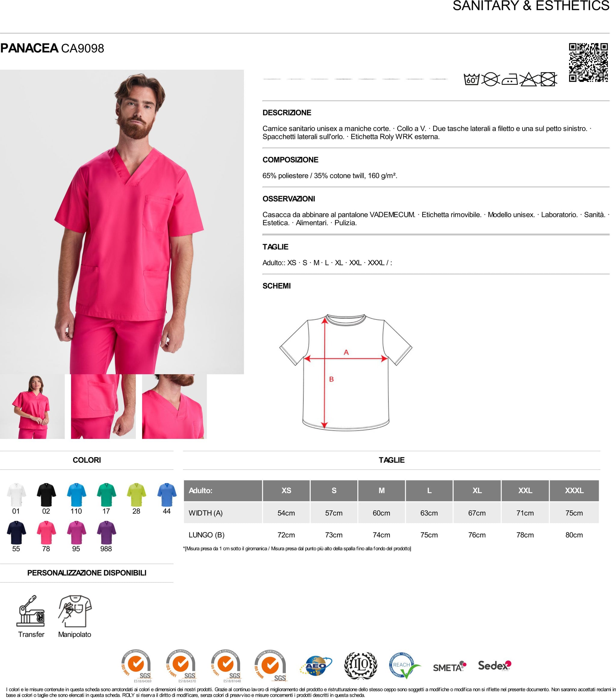 Camice Sanitario PANACEA Personalizzabile con Stampe – PS 40200
