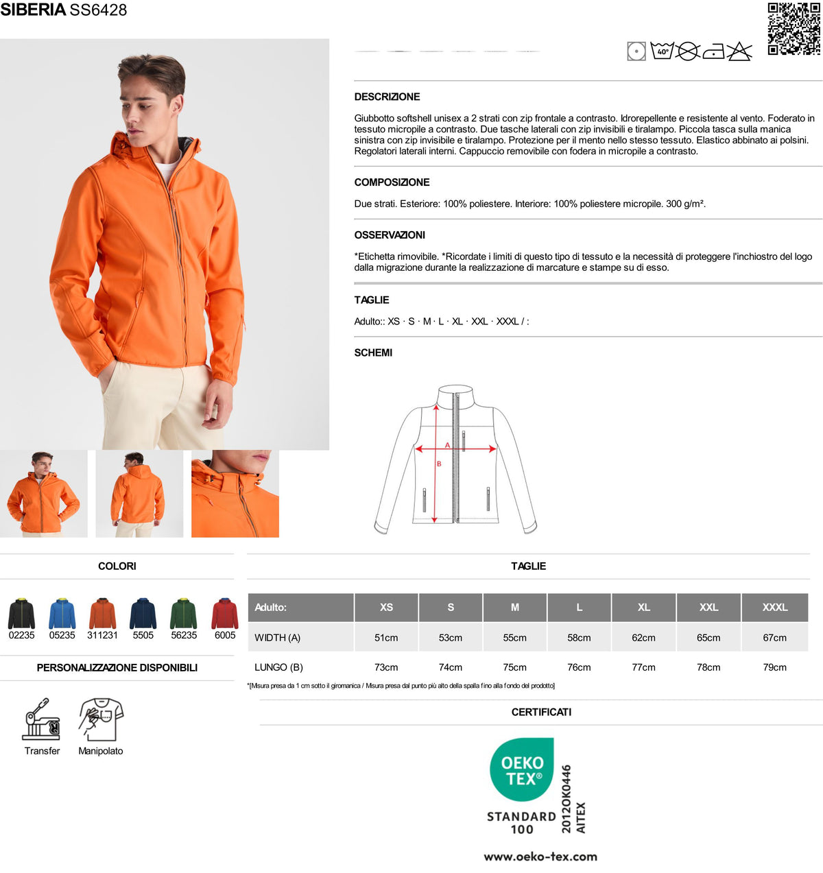 Giubbotto Siberia Unisex Personalizzabile con Stampe e Ricami – PS 27140-BS