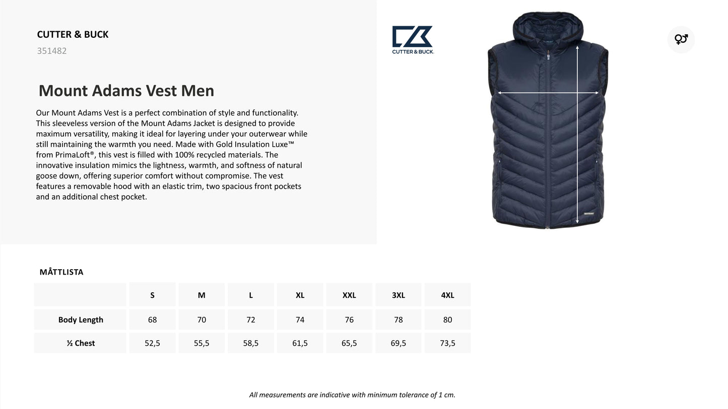 Gilet Uomo Mount Adams Vest – Cutter & Buck Personalizzabile Con Ricami PS 46684 - PRS
