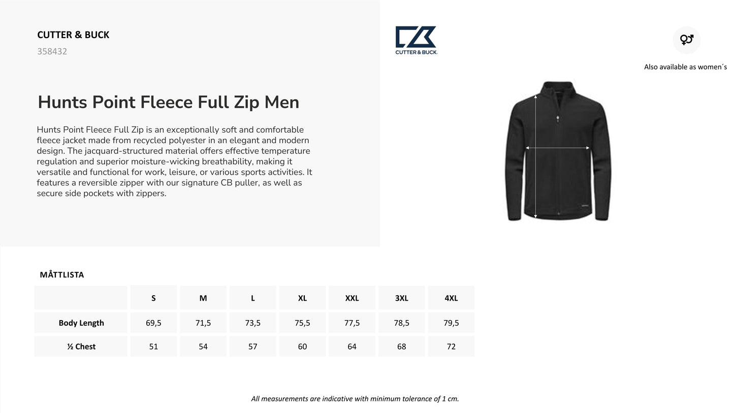 Pile Uomo Hunts Point Fleece Full Zip – Cutter & Buck Personalizzabile Con Ricamo – 46687 - PRS