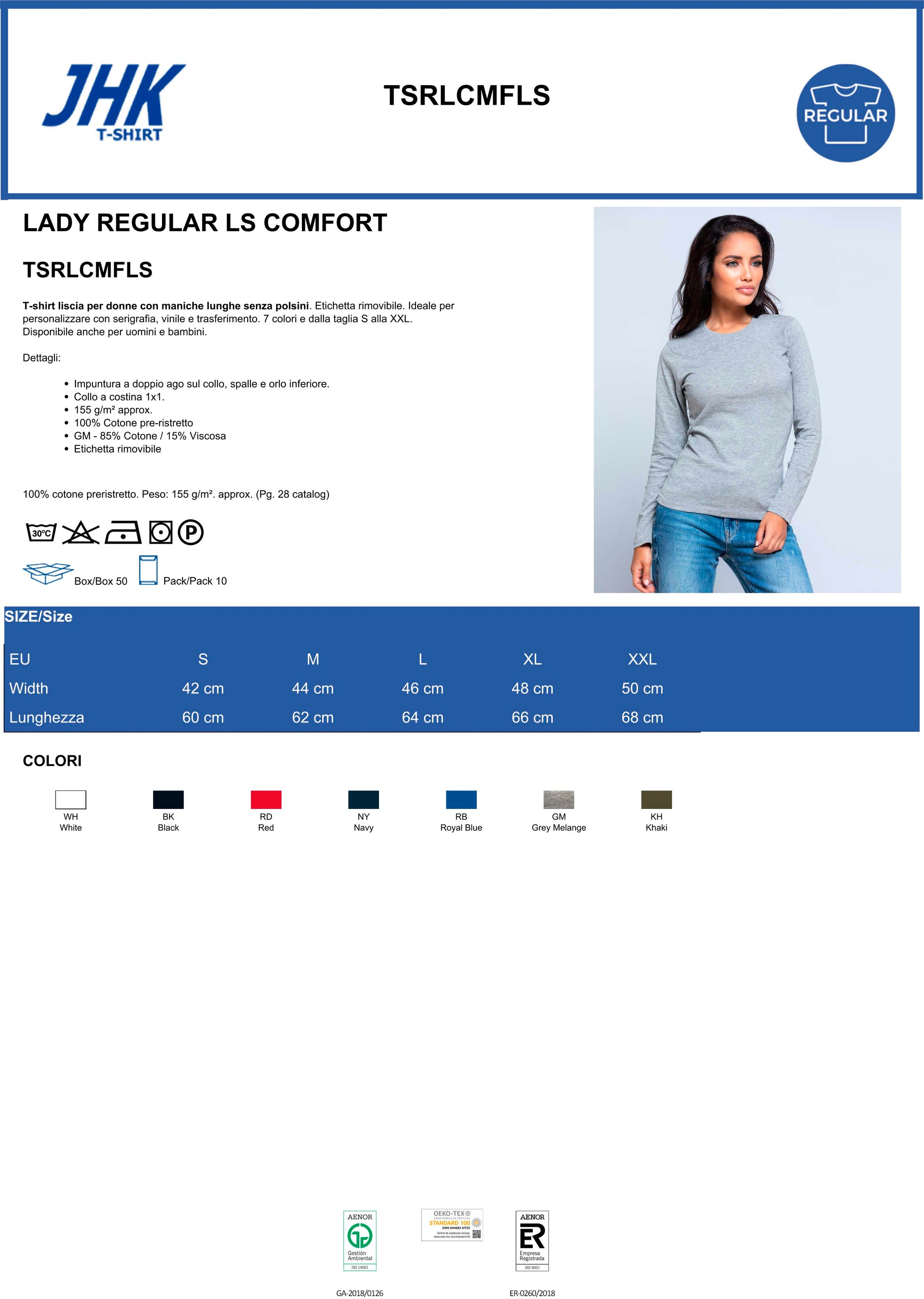 T-Shirt Donna a Manica Lunga JHK Personalizzabile con Stampe PS 36123