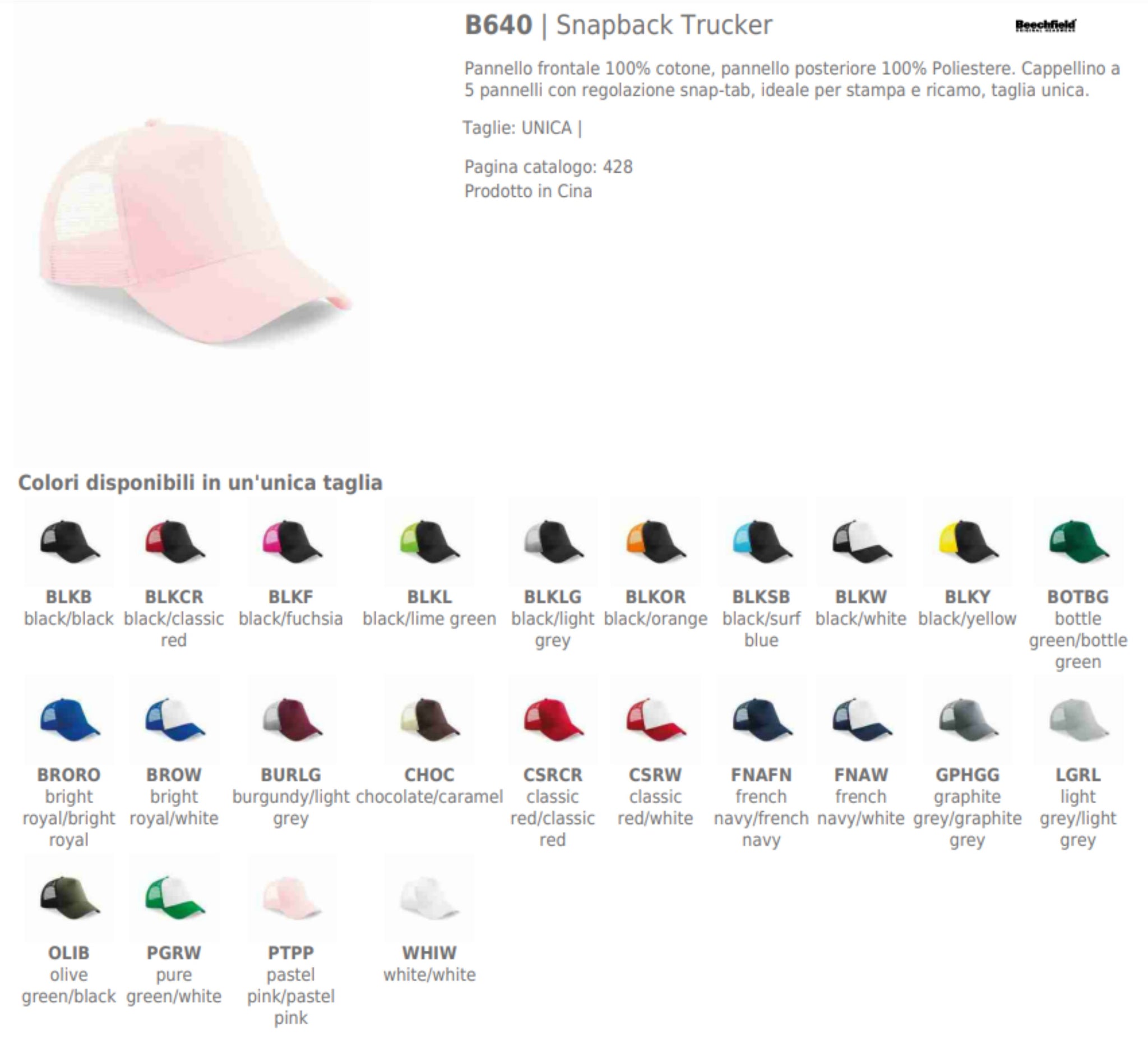 Cappello Camionista Snapback Trucker – Personalizzabile con Stampa o Ricamo PS 41409