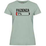 T-Shirt Donna “Pazienza 1%” – Maglietta Simpatica Manica Corta – PS 28870-A001