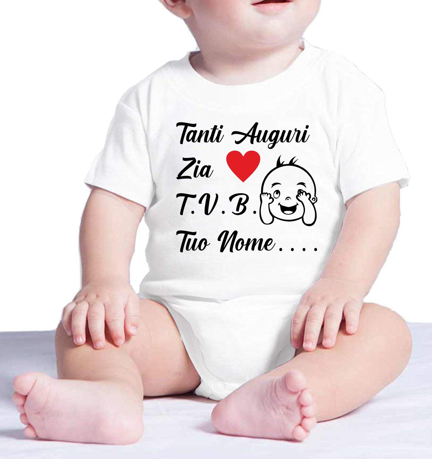 Body Neonato Tanti Auguri Papà Mamma Nonna Zia o Nome 100% Cotone PS 28180-0013