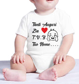 Body Neonato Tanti Auguri Papà Mamma Nonna Zia o Nome 100% Cotone PS 28180-0013