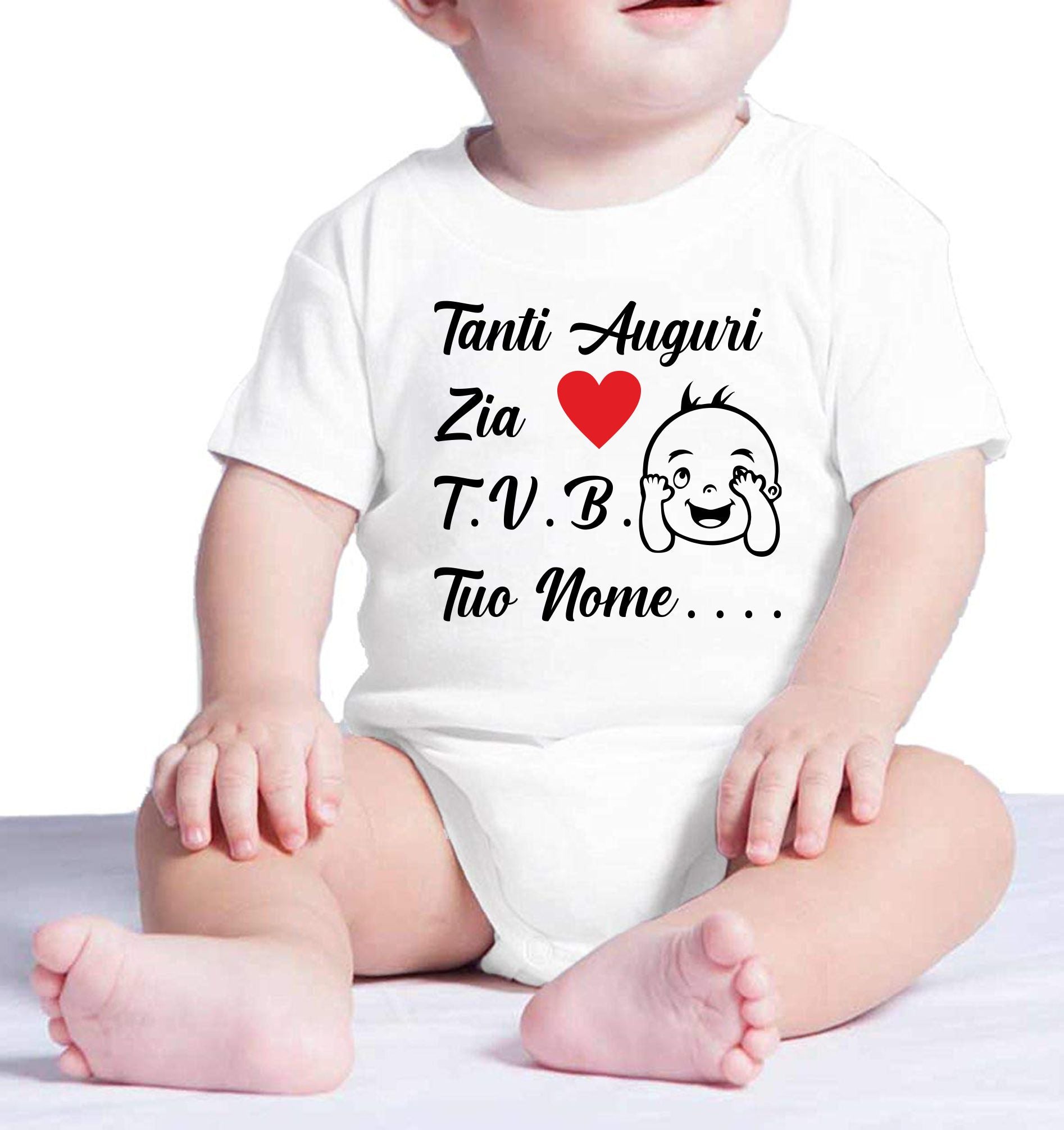 Body Neonato Tanti Auguri Papà Mamma Nonna Zia o Nome 100% Cotone PS 28180-0013