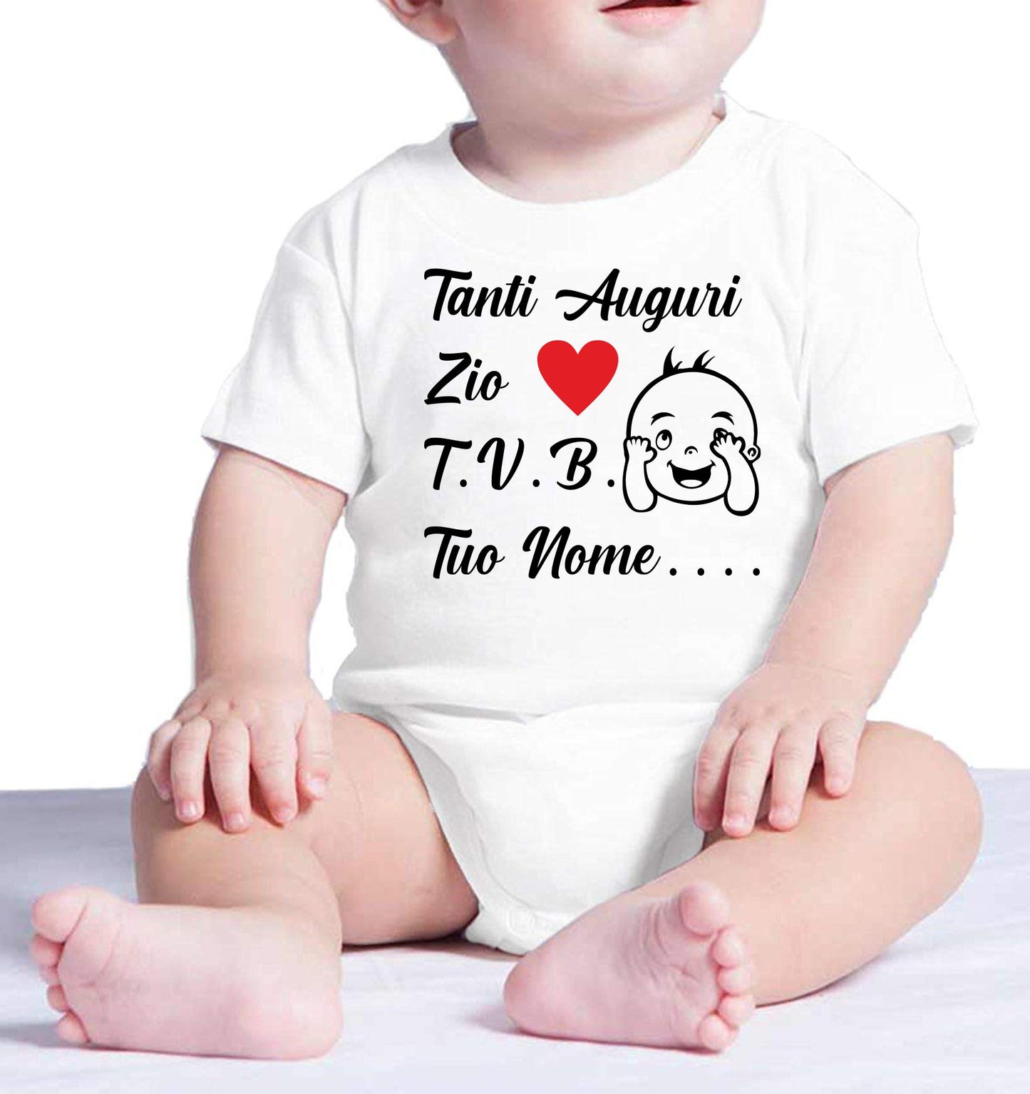 Body Neonato Tanti Auguri Papà Mamma Nonna Zia o Nome 100% Cotone PS 28180-0013