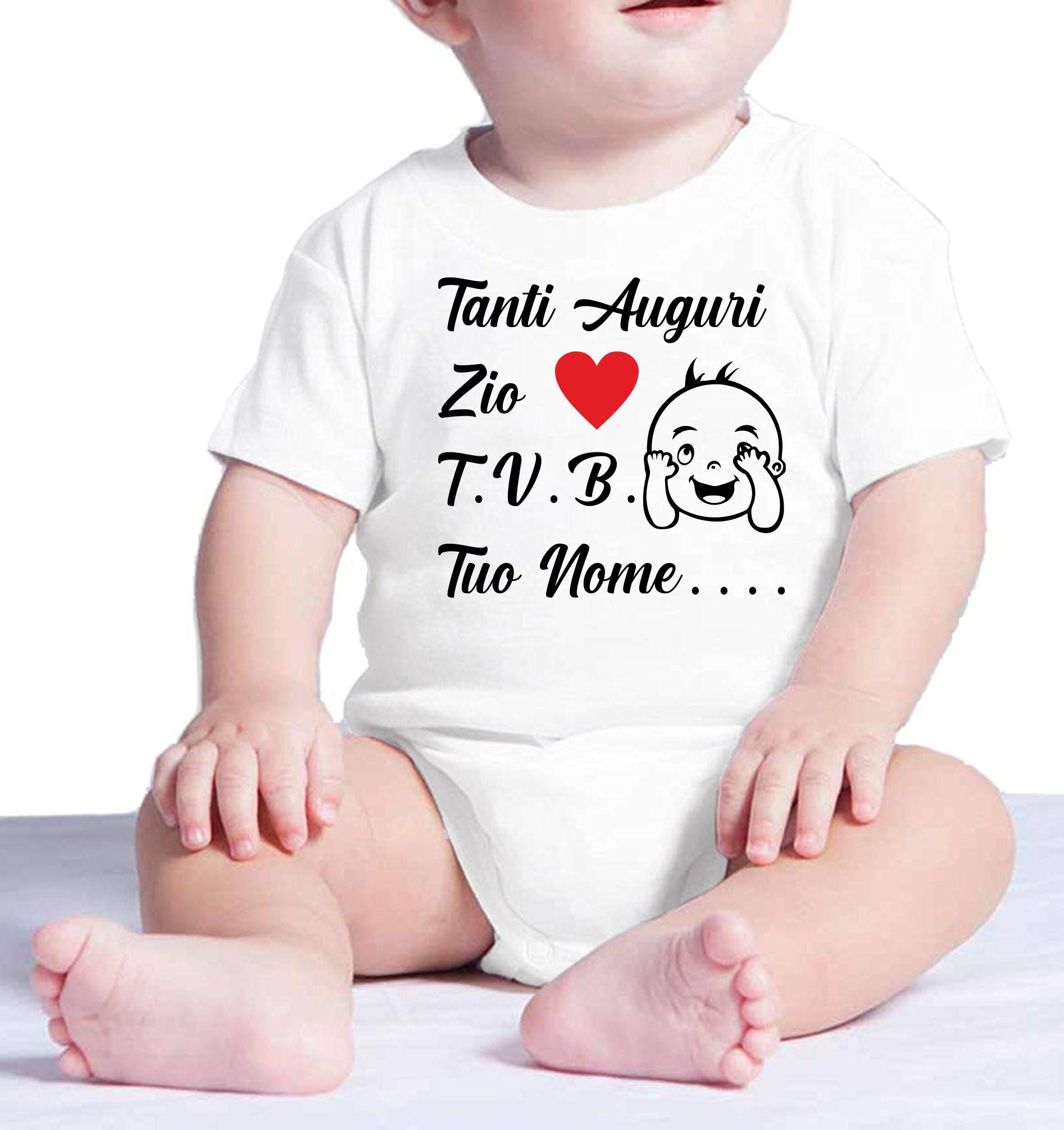 Body Neonato Tanti Auguri Papà Mamma Nonna Zia o Nome 100% Cotone PS 28180-0013